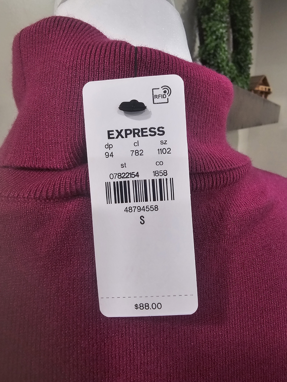 Express Fitted Turtleneck Long Sleeve Dress in Fuscia - Picture 4 of 4